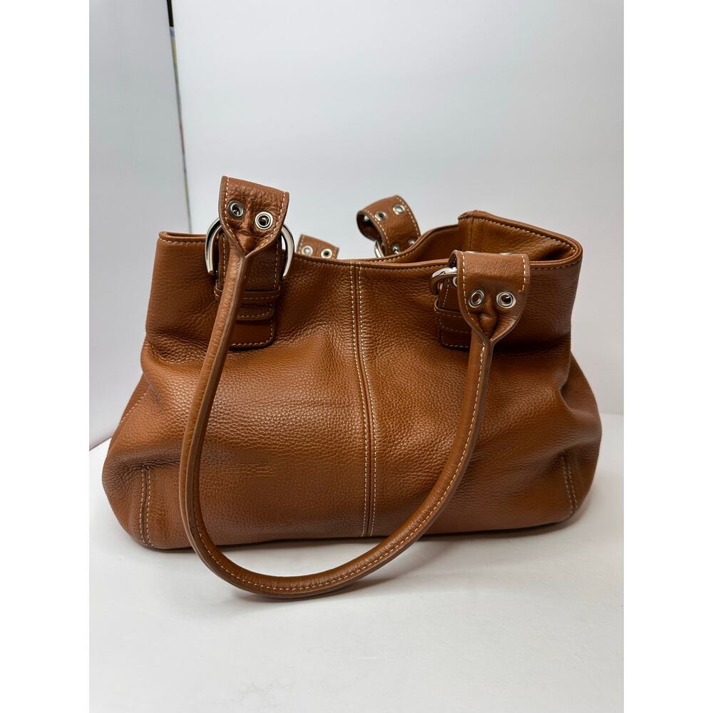 Tignanello Genuine Leather Shoulder Satchel Bag Classic Tan/Brown - Picture 4 of 7